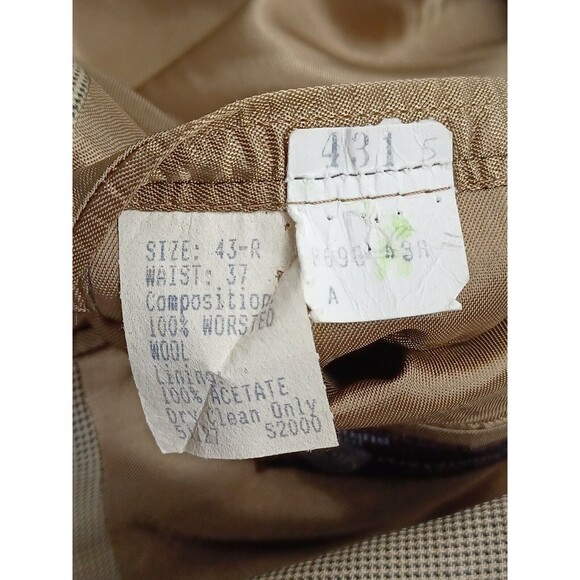 Evan Picone Mens 3 Button Pure Wool Blazer Sport Coat Brown Sz 43R - Picture 10 of 10